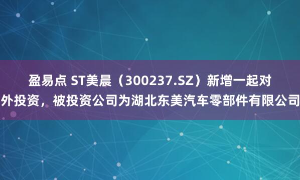 盈易点 ST美晨（300237.SZ）新增一起对外投资，被投资公司为湖北东美汽车零部件有限公司
