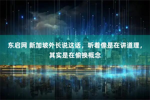 东启网 新加坡外长说这话，听着像是在讲道理，其实是在偷换概念